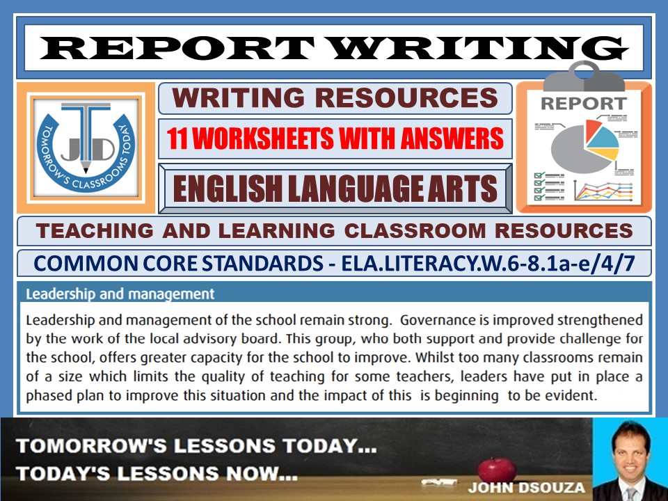 REPORT WRITING - 11 WORKSHEETS WITH ANSWERS