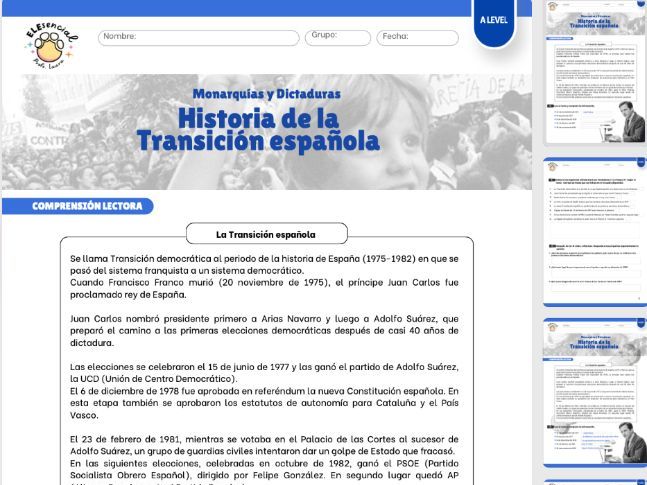 A Level Spanish Reading Comprehension: La Transición Española