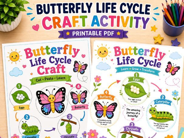 Butterfly Life Cycle Craft | Butterfly Life Cycle Activities | Cut and Paste Worksheet | Spring
