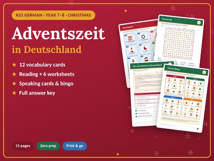 KS3|A1/A2 German Christmas Advent Worksheets