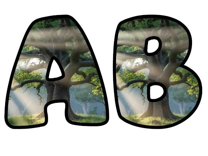 Oak Tree Nature Leaves Classroom Display Lettering Set | Upper & Lowercase Letters, 0-9 and Signs