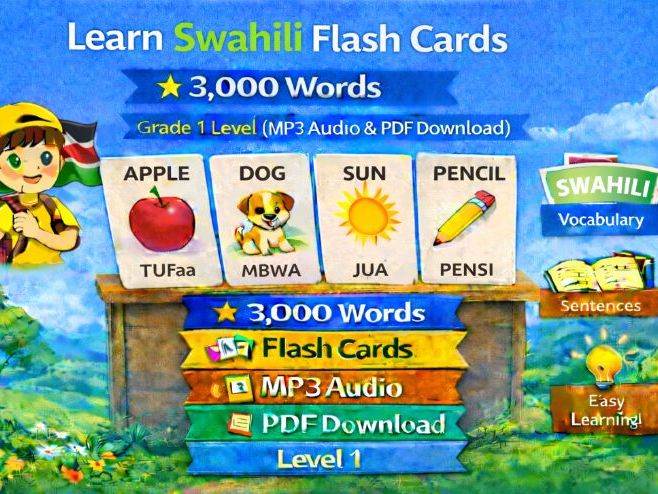 Swahili Flash Cards, 3,000 Words (Audio, PDF)