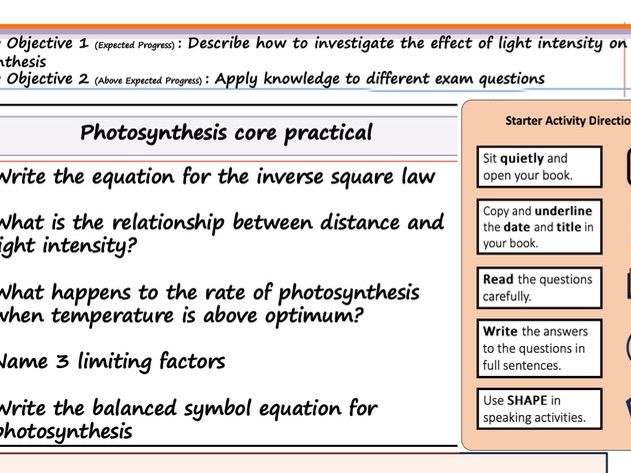 Photosynthesis core practical
