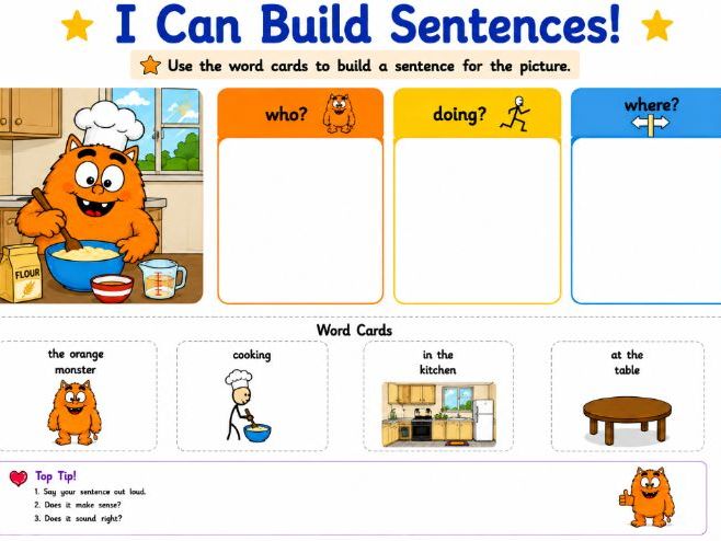 Colourful Semantics Pack Inspired by The Colour Monster | Sentence Building