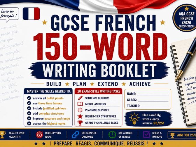 GCSE French 150-Word Writing Booklet (AQA 2026)