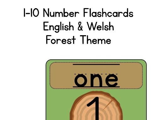 1-10 Number Cards English and Welsh (Forest theme)