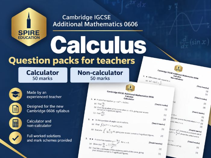 Cambridge IGCSE Additional Maths 0606: Calculus Exam Practice, Solutions and Mark Schemes