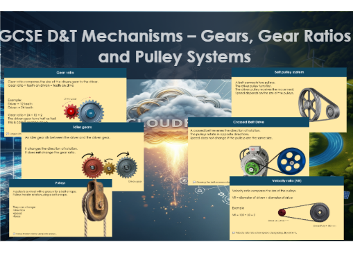 GCSE D&T Mechanisms – Gears, Gear Ratios and Pulley Systems