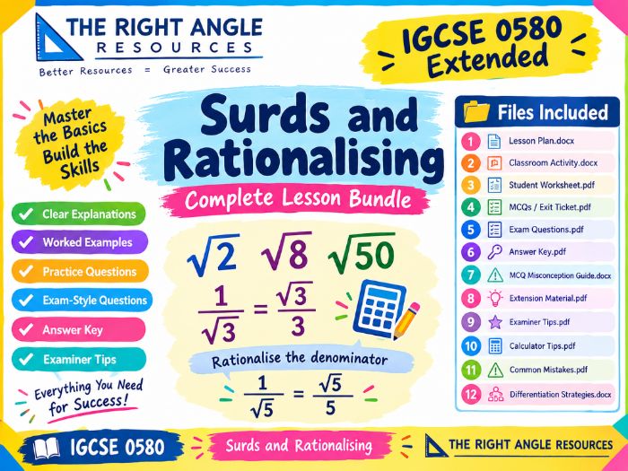 Surds and Rationalising Complete Unit | Lessons, Worksheets & Activities | IGCSE 0580