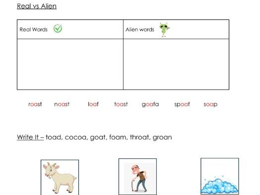 Phonics - oa sound worksheets - Resource bundle