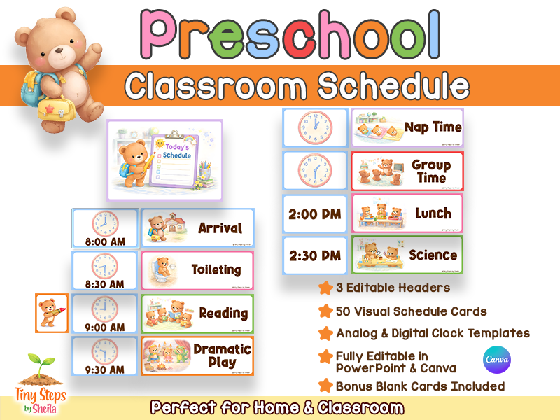 EYFS Visual Timetable & Classroom Schedule | Editable Daily Routine & Clock System