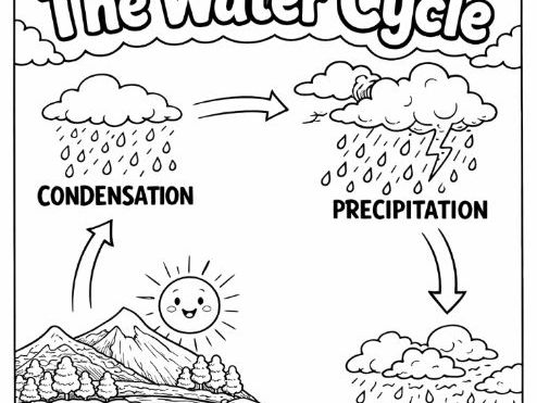 The Water Cycle - Colouring Sheet (geography weather)