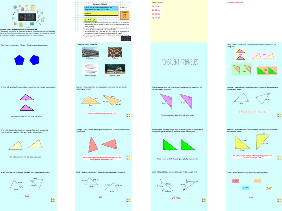 Congruent Triangle Proofs - Maths GCSE Higher PowerPoint Lesson
