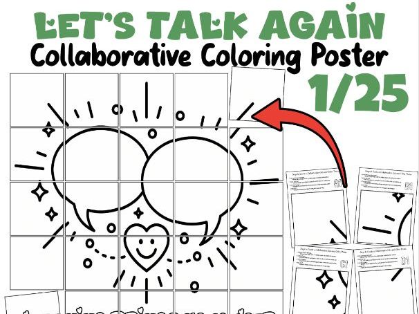 Let’s Talk Again Collaborative Coloring Poster | Reconnection Day SEL Activity