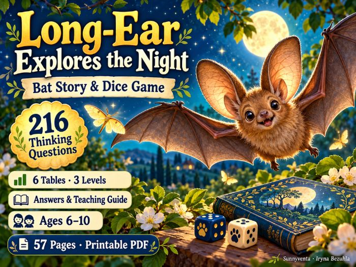 Bat Story & Dice Game with 216 Thinking Questions