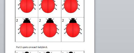 Simple counting task using spots on ladybirds