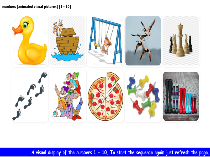 numbers [animated visual pictures] [1 - 10]