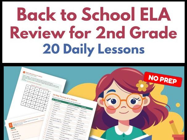 Back to School ELA Review for 2nd Grade | 20 Daily Lessons