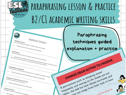 Paraphrasing Lesson & Practice – Academic Writing Skills (B2–C1)