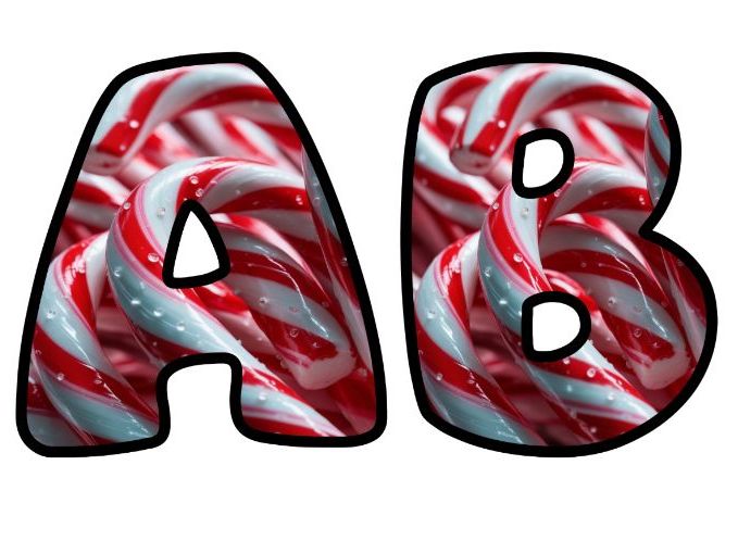 Candy Cane Swirl Alphabet Letters