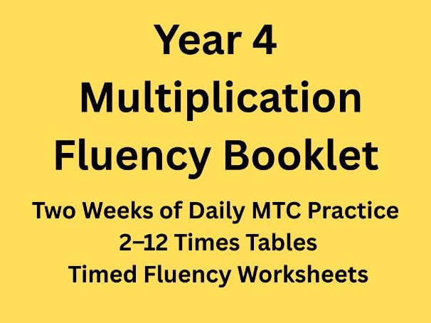 Year 4 Multiplication Fluency Booklet – Two Weeks of Daily MTC Practice (2–12 Times Tables)