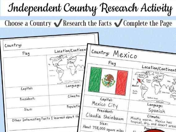 COUNTRY FACT SHEET BLANK PRINTABLE WORKSHEET