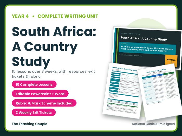 South Africa: A Country Study | Year 4 English Unit | 15 Complete Lessons + Resources + Mark Scheme