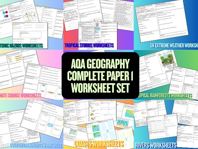 Paper 1 Worksheets Bundle (AQA GCSE Geography)