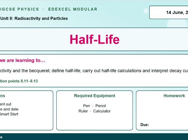 IGCSE Physics: Activity, Half-Life and Calculations | Radioactivity | Edexcel Modular | Unit 8 | L6