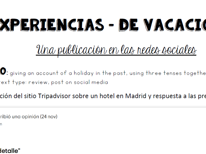 IB SpanishAb- Experiencias -Reading Holidays