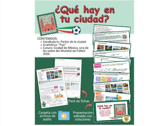 ¿Qué hay en tu ciudad? Ciudad de México, sede del Mundial de fútbol. Lesson and worksheets