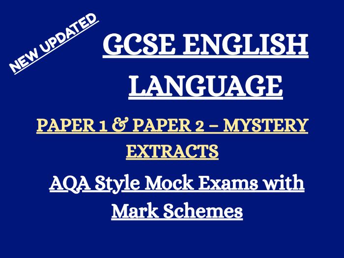GCSE English Language Paper 1, Paper 2 – AQA Style Mock Exams with Mystery Extracts , Mark Scheme