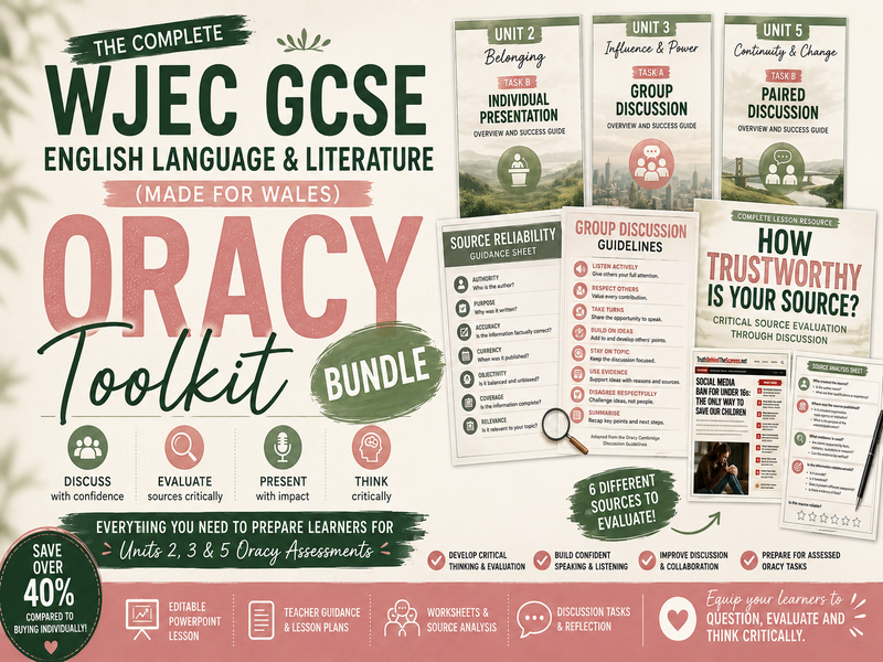 WJEC GCSE English Language and Literature (Made for Wales) Oracy Toolkit Bundle