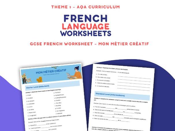 Mon Métier Créatif - GCSE Worksheets AQA Theme 1