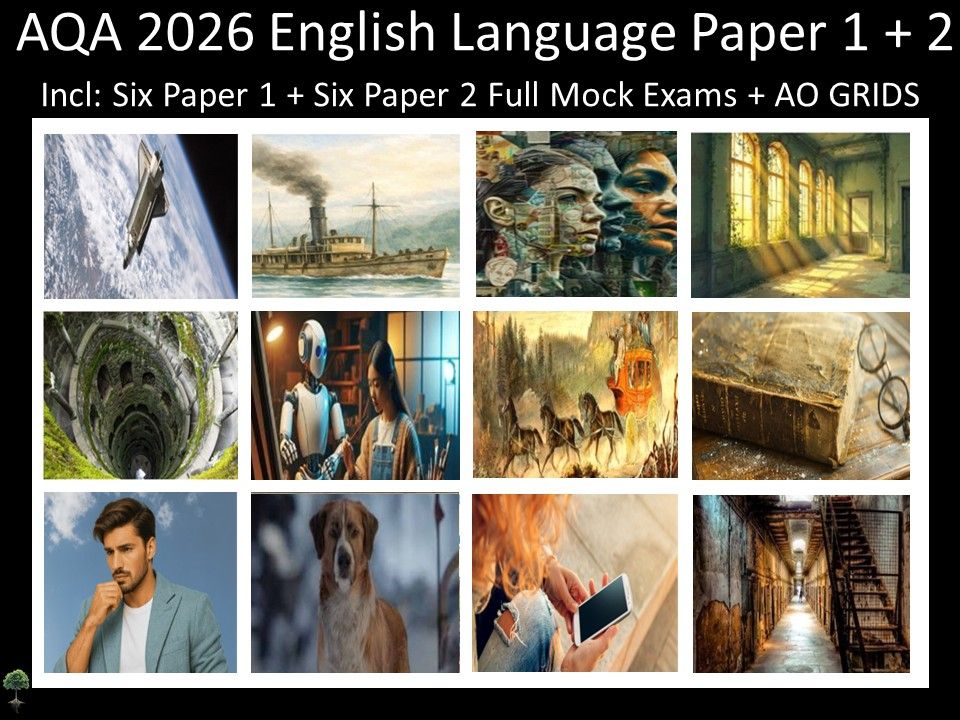 Twelve AQA 2026 GCSE English Language Paper 1 + 2 Mocks | AO GRIDS
