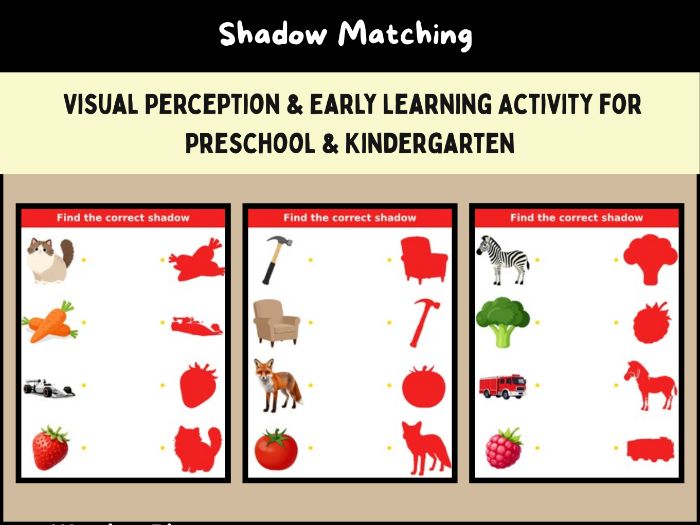 Shadow Matching | Visual Perception & Early Learning Activity for Preschool & Kindergarten