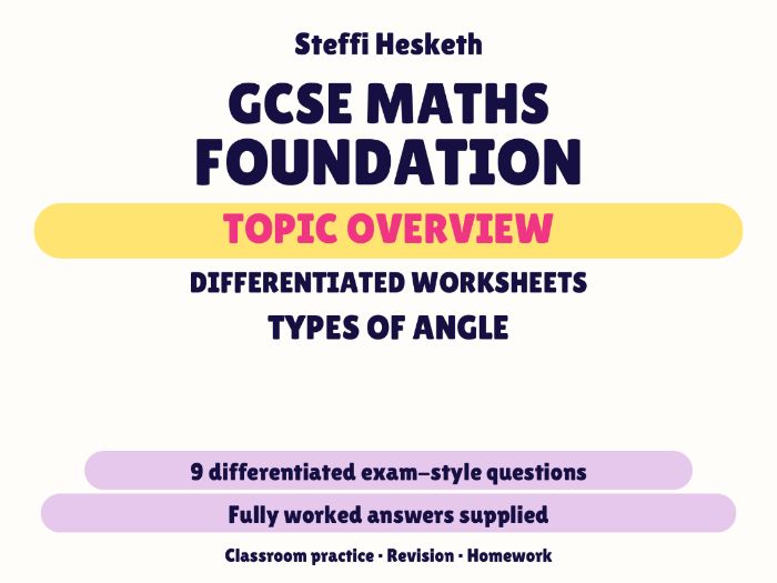 GCSE Foundation Types of Angle | Topic Overview Differentiated Worksheet