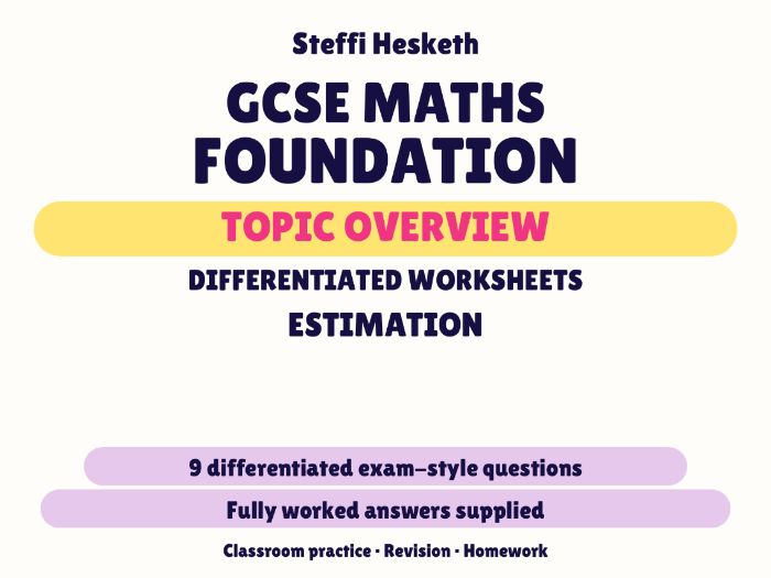 GCSE Foundation Estimation | Topic Overview Differentiated Worksheet