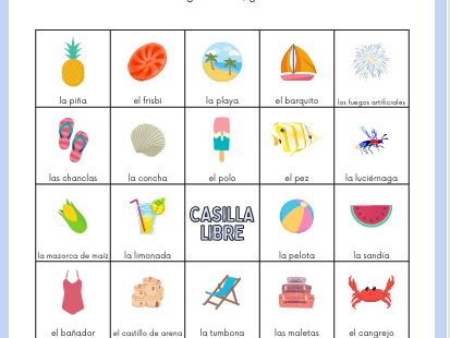 Bingo de verano - bingo cards