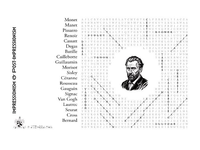 Impressionism wordsearch and bingo