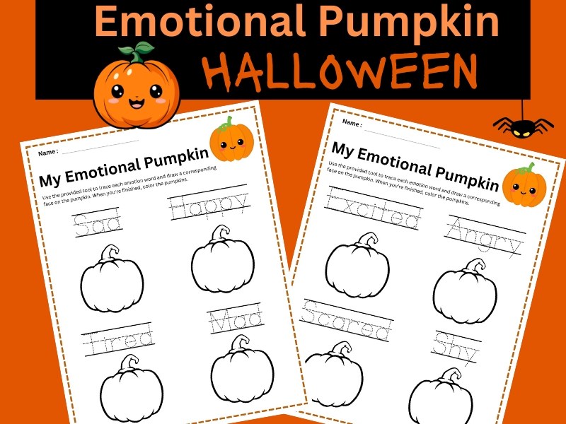 Halloween Worksheets Pumpkin Emtions Template Activity
