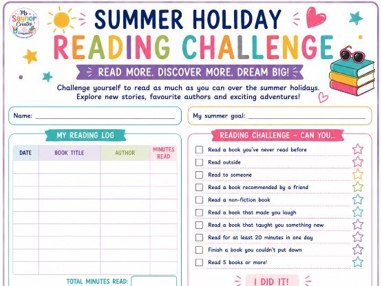 Summer Holiday Reading Challenge | KS2 Reading Log & Summer Activity