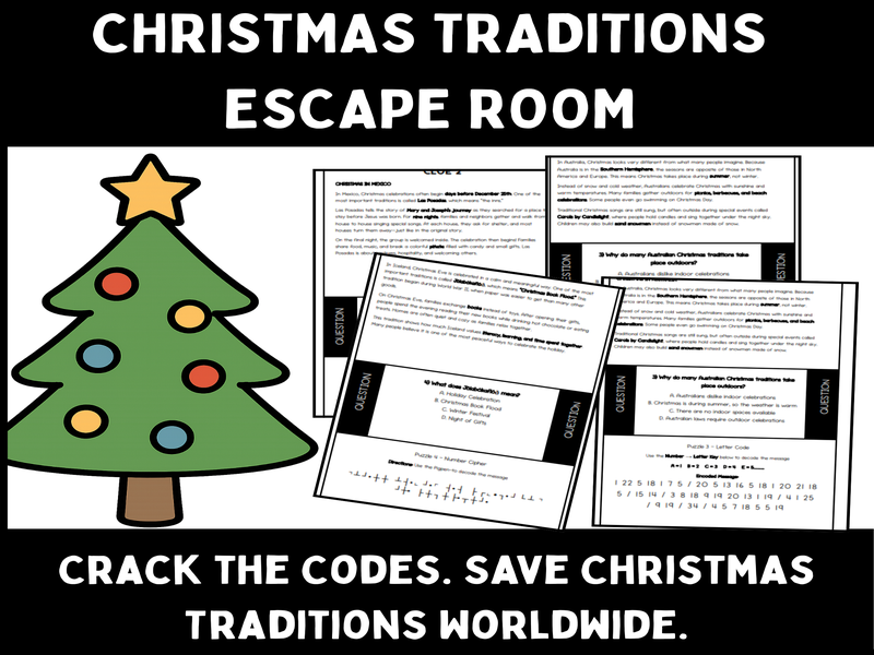 Christmas Traditions Escape Room – Festive Global Cultures Activity with Ciphers (KS2)
