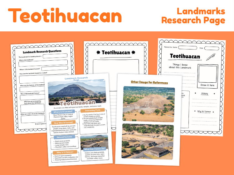 Teotihuacan Landmark Research Project | Ancient Mexico Worksheets