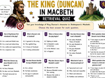 Macbeth Character Retrieval Quiz Bundle | GCSE English Literature | AQA | Knowledge Retrieval & Revision Pack