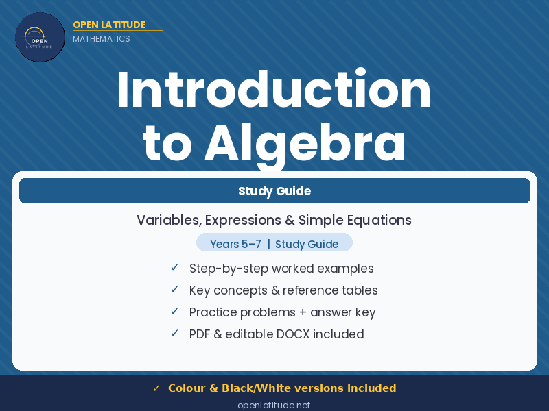 Intro to Algebra Study Guide | Years 5–7