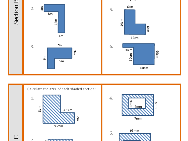 Area of Rectilinear Shapes - Differentiated