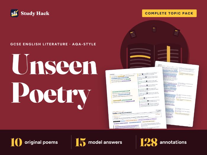 GCSE English Literature Unseen Poetry Complete Revision and Teaching Pack (AQA-style)