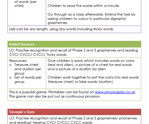 Phonics Activity Plans