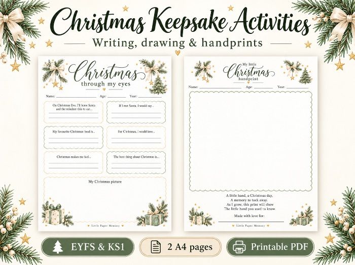 Christmas Writing & Handprint Keepsake Activities – EYFS & KS1